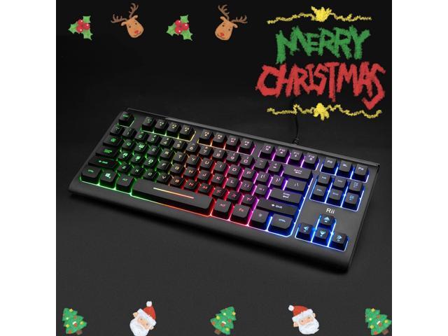 Rii Computer Keyboard, Wired USB Compact Keyboard with RGB Backlit,Silent Keystroke for Home Office,Working or Primer Gaming, Compatible with...
