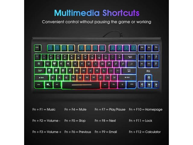 Rii Computer Keyboard, Wired USB Compact Keyboard with RGB Backlit,Silent Keystroke for Home Office,Working or Primer Gaming, Compatible with...