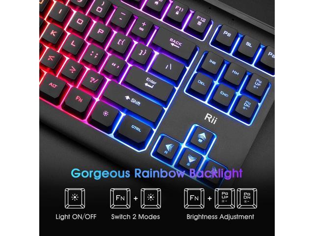Rii Computer Keyboard, Wired USB Compact Keyboard with RGB Backlit,Silent Keystroke for Home Office,Working or Primer Gaming, Compatible with...