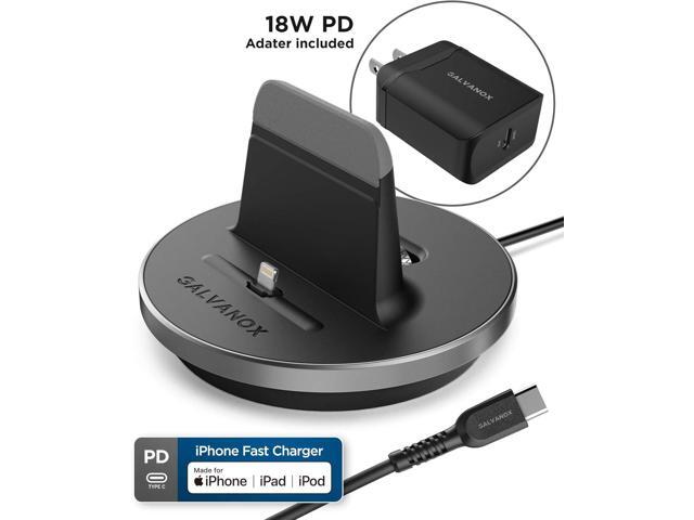 Fast Charging Power Stand for iPhone and iPad Models - MFi Certified Lightning Dock with USB-C Wall Adapter (for All iPhone 12/13 /14 Models)