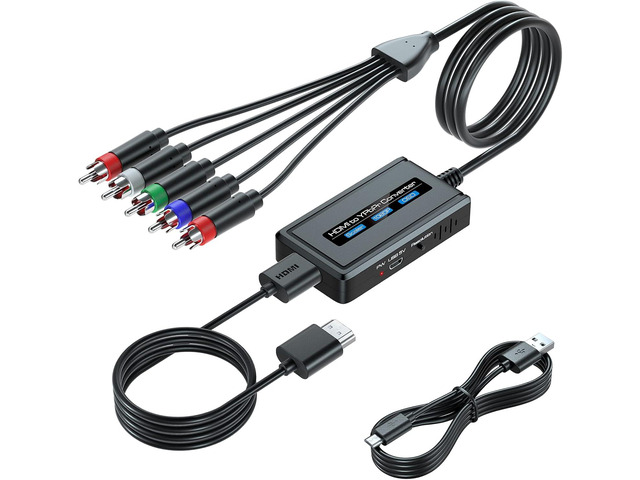HDMI to Component Converter Cable with Scaler Function, 1080P HDMI to YPbPr Scaler Converter Supports 1080i HD Input for Old TVs