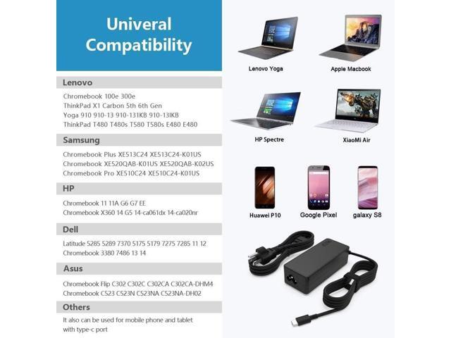 Universal USB Type C 65W 45W Laptop Charger Compatible with Lenovo, Dell, Hp, Acer, chromebook, Asus, Samsung, Sony Computer Charger Fast Charging...