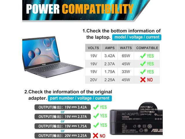 65W 45W 33W Universal Asus AC Adapter for Asus Laptop Charger,Asus VivoBook 15, ZenBook Chromebook TransformerBook EeeBook Series Laptop Power...