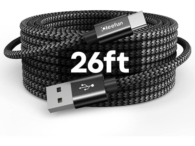 CLEEFUN Extra Long USB A USB C Cable 26ft, USB to USB C Power Cable 26 Foot for iPhone 17 16 15, Samsung Galaxy S26 S25 S24 and More USB-C Phone,...