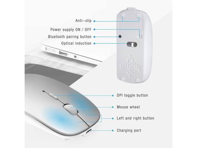Bluetooth Mouse for Laptop/iPad/iPhone/Mac(iOS 13.1.2 and Above)/Android PC,Wireless Mouse Slim USB Rechargable Quiet Mice Compatible with...