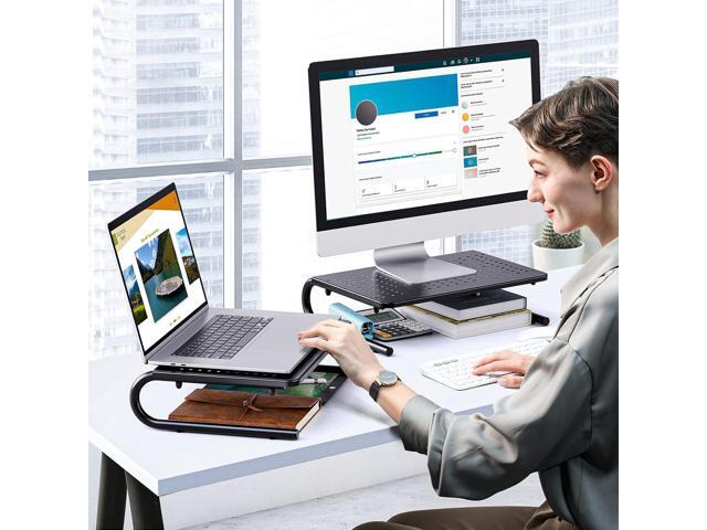HUANUO Monitor Stand Riser for Desk, Laptop Stand, Laptop Shelf w/Vented Metal, Desktop Computer Stand Desk Organizer for Laptop, PC, Printer
