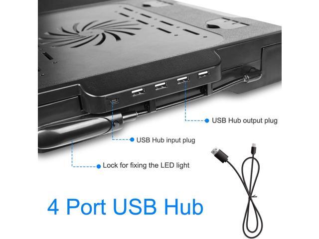 Laptop Desk for Bed, Adjustable Table with Fan, Portable Lap Desk, Foldable Legs, Stand for Couch Sofa, Tray with LED Light, 4 USB Ports, Storage,...
