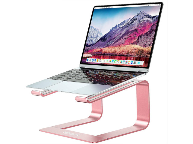 Laptop Stand for Desk, Pink, Up to 15.6' Laptop Ergonomic Computer Stand Riser Holder for MacBook Air Pro, Dell, HP, Lenovo, Samsung, Alienware