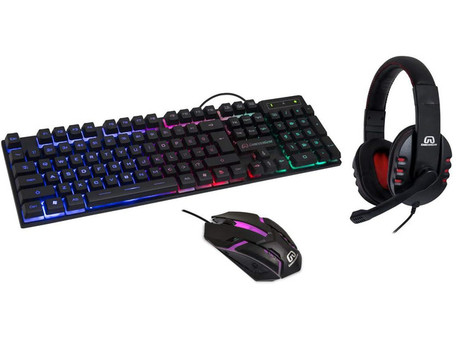 RGB PC Gaming Accessories Combo Kit - USB Spill Proof Keyboard Wired Gaming Mouse 3 Button Optical Mouse - Stereo Gaming Headset Dual 3.5mm Jack...