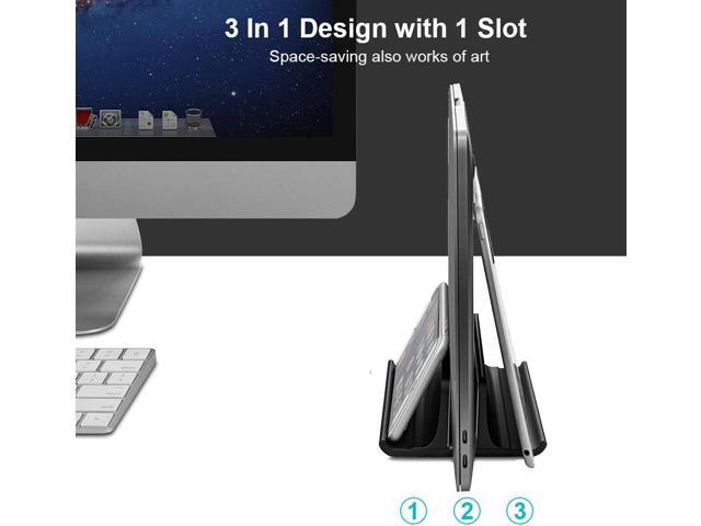 Vaydeer 3-in-1 Vertical Laptop Stand Holder, Aluminum Laptop Stand for Desk with Adjustable Dock, Space-Saving Organizer for All MacBook, Surface,...