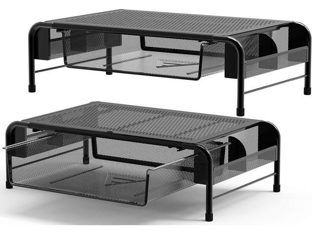 Simple Houseware 2PK Metal Desk Monitor Stand Riser with Organizer Drawer