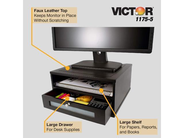 Victor Midnight Black Collection 1175-5 Wood Monitor Stand/Riser