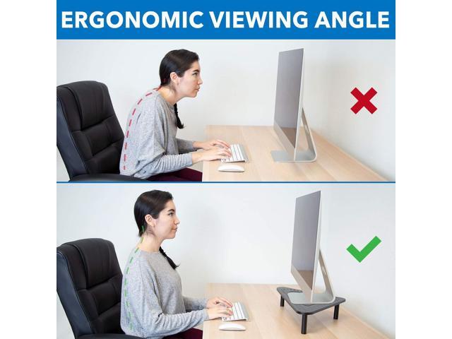 Corner Monitor Stand Adjustable Height Corner Desk Shelf Triangle Screen Riser, Ergonomic Space Saving Design, Ventilated. (Metal, Black)