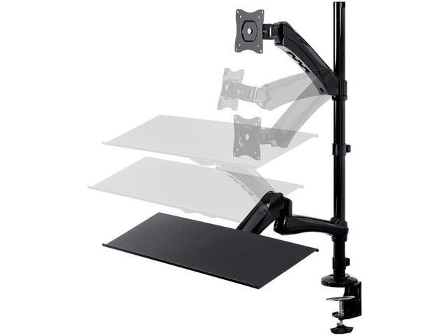 Monoprice Articulating Gas Spring Sit Stand Monitor and Keyboard Workstation Mount - for Displays 13in to 26in, VESA 75x75 to 100x100, Easy to Use,...