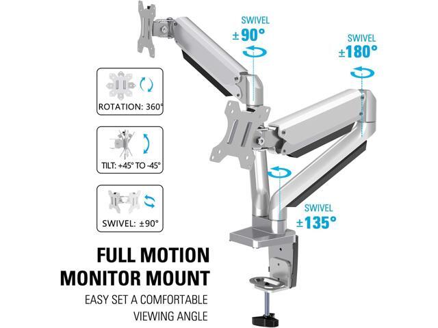 MOUNTUP Dual Monitor Desk Mount, Die-Cast Aluminum Fully Adjustable Double Monitor Arm with Gas Spring, Computer Monitor Stand Fits 2 Screen 17 to...