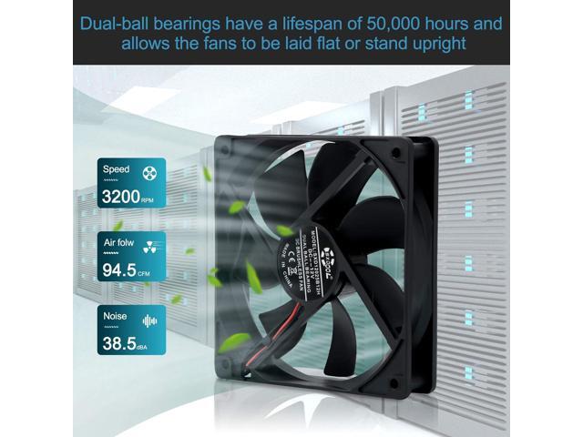 120mm 110V 115V 120V AC Powered Fan with Speed Controller DC 3V to 12V, for Router Receiver DVR Playstation Xbox Component Cooling