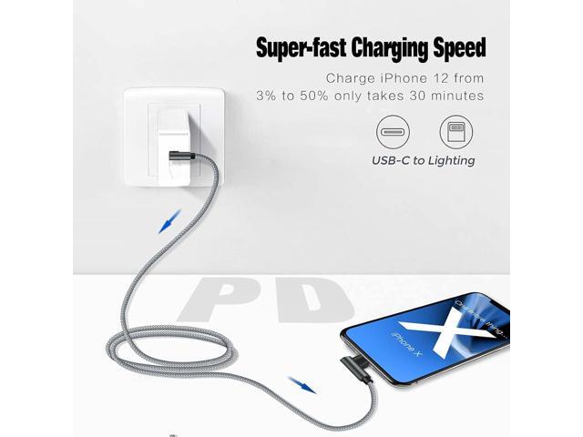USB C to Lightning Cable MFi Certified PD Fast iPhone 12 Charging 6ft Cable 90 Degree Type C Charger Cord Compatible with iPhone 13/12/12...