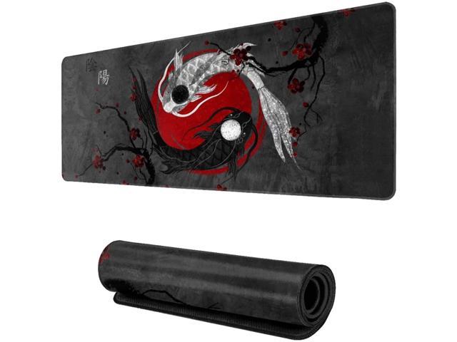 Japanese Art Koi Fish Mouse Pad Large Mouse Pad Extended Stitched Edges Mousepad Gaming Desk Pad Personalized The Office Mouse Pad 31.5 X 11.8 Inch