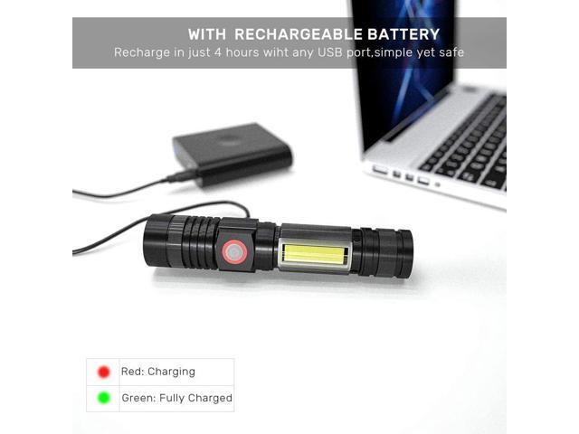 iToncs LED Rechargeable, Super Bright Magnetic Flashlight with COB Work Light, Waterproof, 4 Modes, Pocket Tactical Flashlights for Outdoor Camping...