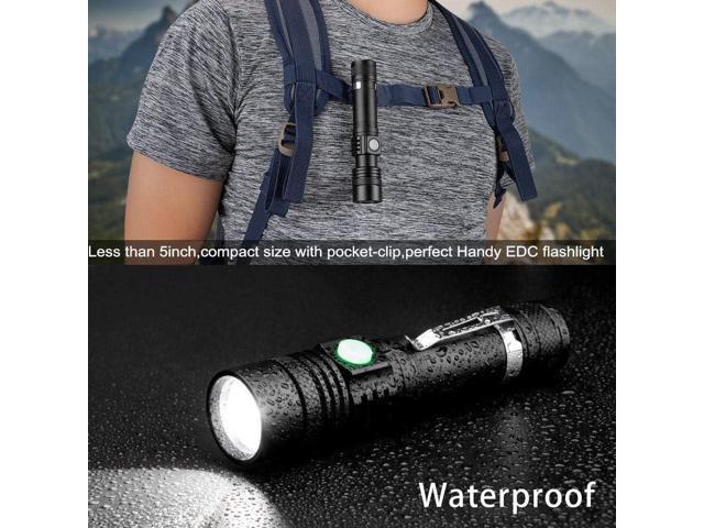 LED Tactical Flashlight Rechargeable, IPX6 Waterproof Flashlight, 2000lm, Super Bright LED, Zoomable, Pocket-size Small LED Flashlight for Hiking,...