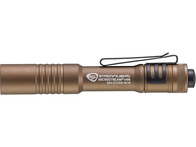Streamlight 66608 MicroStream 250-Lumen EDC Ultra-Compact Flashlight with USB Rechargeable Battery, Clear Retail Packaging, Coyote