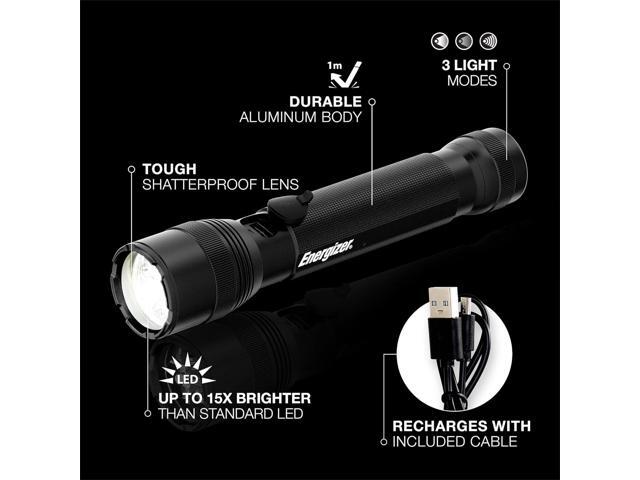 Energizer TacR-1000 LED Tactical Flashlight, Bright Rechargeable Flashlight for Emergencies and Camping Gear, Water Resistant Flashlight, USB...