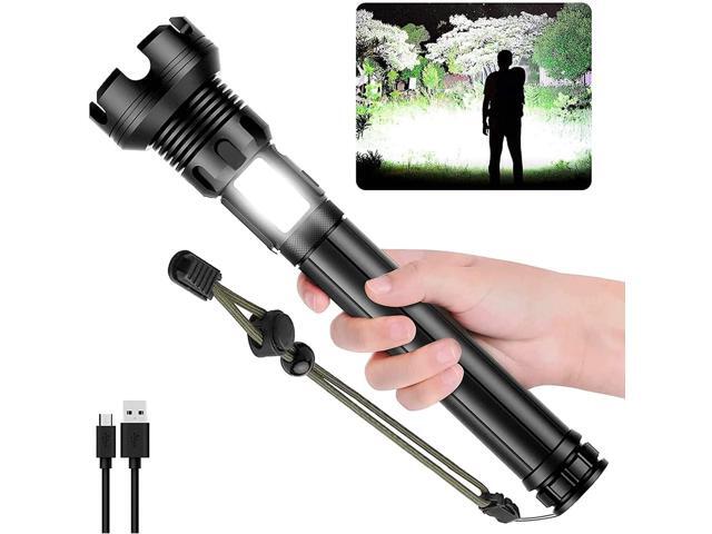Hoxida Led Rechargeable Tactical Flashlights 90000 High Lumens, Xhp90 Brightest Flashlight with Cob Sidelight, Powerful Emergency Flashlight with.