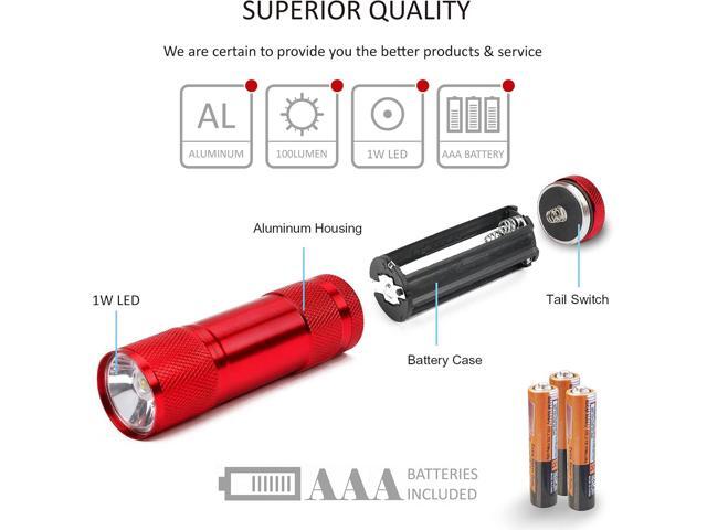 FASTPRO 20-Pack 100 Lumen Super Bright Aluminum LED Flashlights Set, with AAA Dry Batteries Included and Pre-Installed