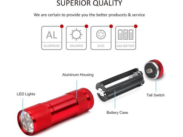 FASTPRO 4-Pack Aluminum LED Flashlights Set with AAA Dry Batteries Included and Pre-Installed