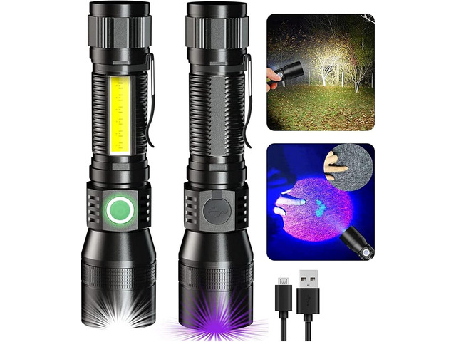 Blacklight flashlights, 3 in-1 Rechargeable Flashlights, UV Light Magnetic LED Flashlight High Lumens, 7 Mode Emergencies Camping flashlight,...