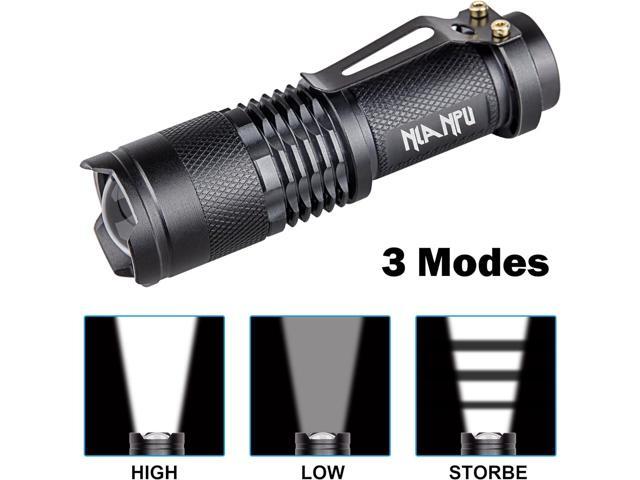 5 Pack SK-68 3 Modes Handheld Mini Cree Q5 LED Flashlight Torch Tactical Lamp 7w 300lm Adjustable Focus Zoomable Light