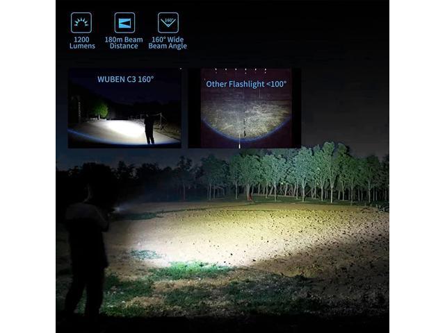 WUBEN C3 Flashlight 1200 High Lumens Rechargeable Flashlights 6 Modes Super Bright LED Tactical Flashlight IP68 Pocket EDC Flash Light for Camping,...