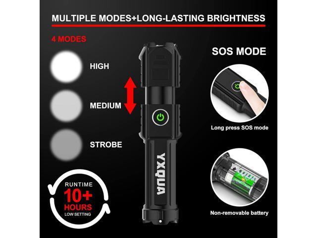 2 Pack USB Rechargeable Flashlight - Small & Bright LED Mini Flashlights, High Lumens, 4 Modes, Zoomable, The Size of Pocket Gifts for Kids