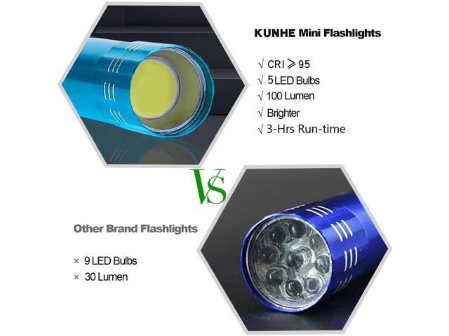 KunHe 6 Pack Stocking Stuffers Small Mini LED Flashlight Christmas Gifts COB Flashlights for Kids 100 Lumen with Battery Bright Camping Flash Light