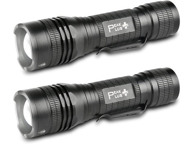 PeakPlus LED Tactical Flashlight PTAC1000 [2 Pack] - Single Mode, High Lumen, Zoomable, Water Resistant, Flash Light - Camping, Outdoor, Emergency,.