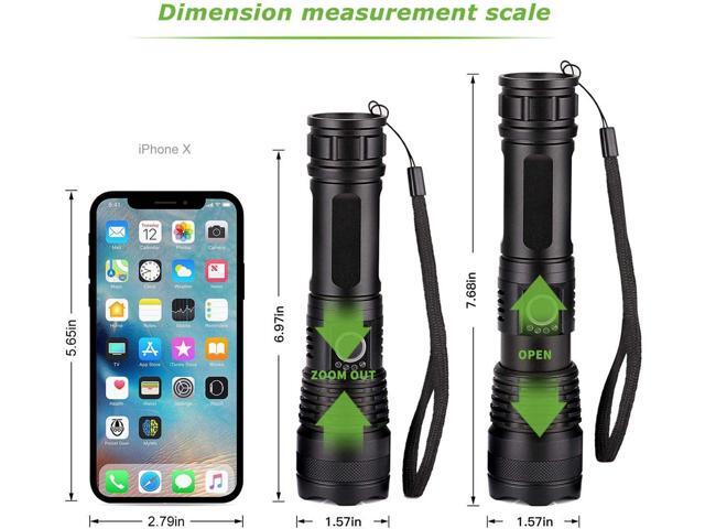 LED Flashlights, 10000 Lumen Super Bright Tactical Flashlight, Rechargeable Flash Light, 5 Modes Zoomable Waterproof Flash Lights for Emergency,...