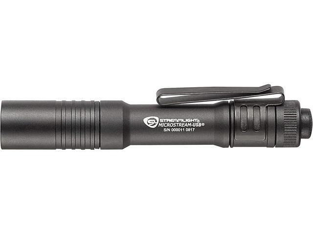 Streamlight 66601 MicroStream 250-Lumen EDC Ultra-Compact Flashlight with USB Rechargeable Battery, Clear Retail Packaging, Black