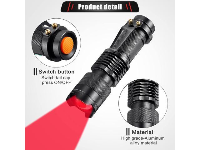 Honoson 2 Pieces Red Flashlight LED Single Mode Light One Mode LED Torch Scalable Red Light Flashlight for Astronomy Aviation Night Observation