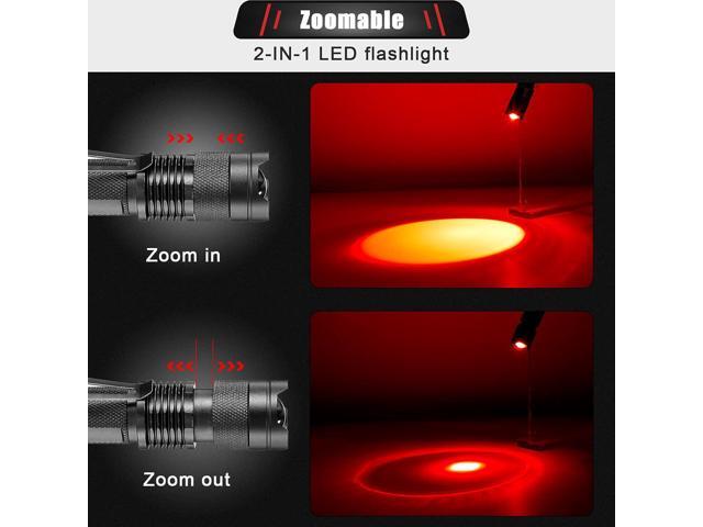 Honoson 2 Pieces Red Flashlight LED Single Mode Light One Mode LED Torch Scalable Red Light Flashlight for Astronomy Aviation Night Observation