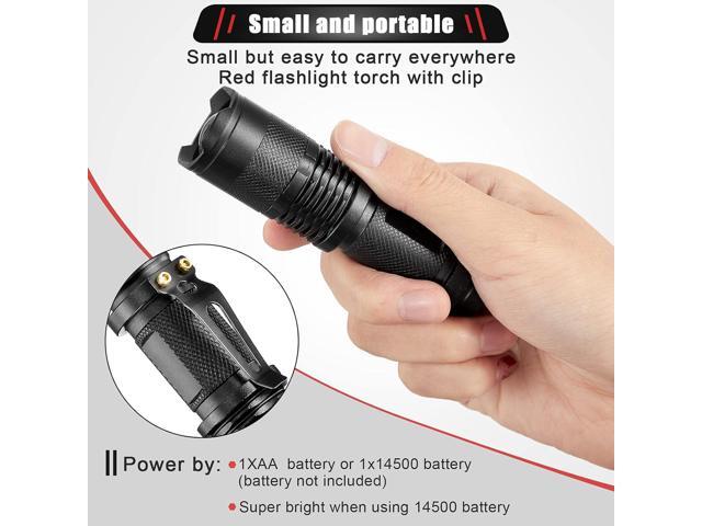 Honoson 2 Pieces Red Flashlight LED Single Mode Light One Mode LED Torch Scalable Red Light Flashlight for Astronomy Aviation Night Observation