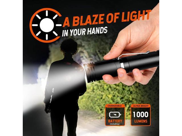 NICRON Flashlights,Rechargeable Magnetic Flashlight Super Bright 1000 lumens 6 Modes led Flashlight for Camping,Garage Work, 90°Twist EDC Pocket...