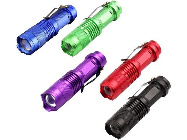 Multicolored Flashlight Pack: Red, Blue, Green, 395 UV, White LED