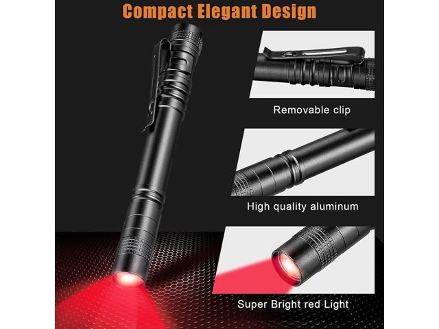 Tuanse 4 Pcs Red Light Flashlight Red LED Flashlight Red Light Pen Light Flashlight Super Bright Red Flashlight Red Torch for Astronomy, Aviation,...