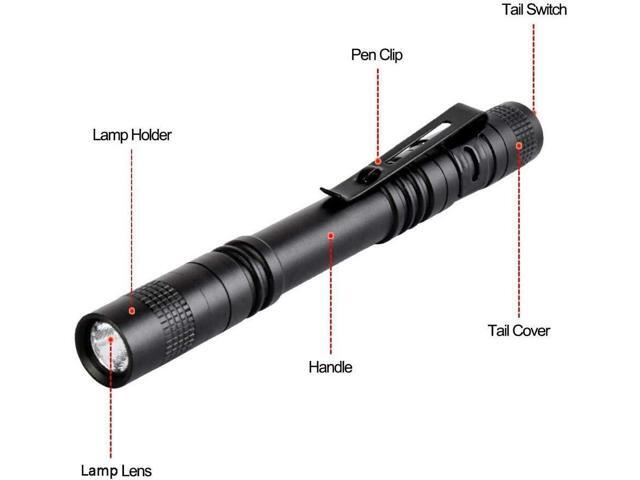 5PCS Pen Light Flashlight Ultra Slim Portable LED 1000LM Pocket Penlight Torch with Clip Powered by 2 x AAA Battery (not Include)