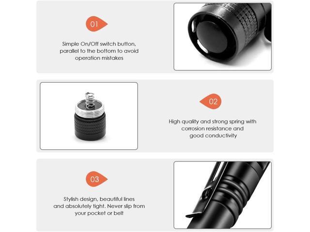 5PCS Pen Light Flashlight Ultra Slim Portable LED 1000LM Pocket Penlight Torch with Clip Powered by 2 x AAA Battery (not Include)