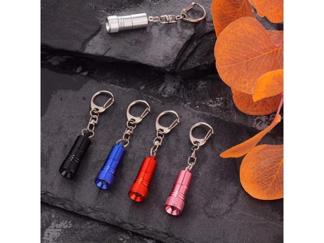 Mudder 10 Pieces Small LED Flashlight Keychain Bright Flashlight Keychain Ring Portable Torch with Hook for Camping, Battery Included