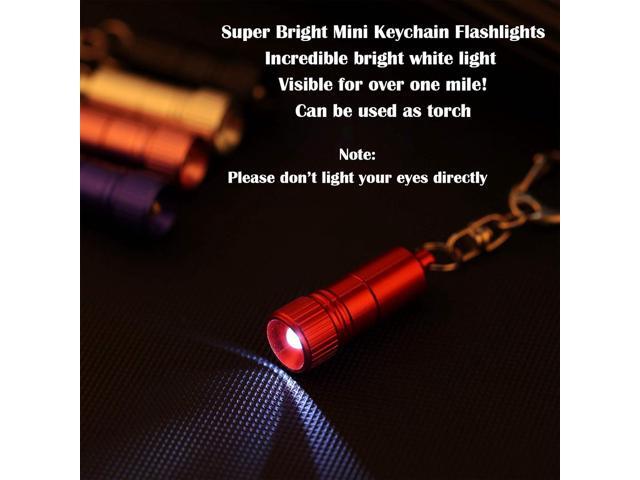 Mudder 10 Pieces Small LED Flashlight Keychain Bright Flashlight Keychain Ring Portable Torch with Hook for Camping, Battery Included