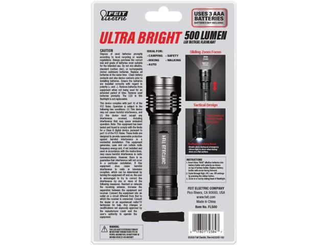 Feit Electric LED Tactical Flashlight - Aluminum Alloy - Zoomable Strike Bezel Requires