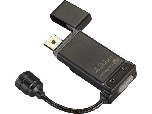 Streamlight 61125 ClipMate 70-Lumen USB Rechargeable Clip-On Light, with White and Red LEDs, Black