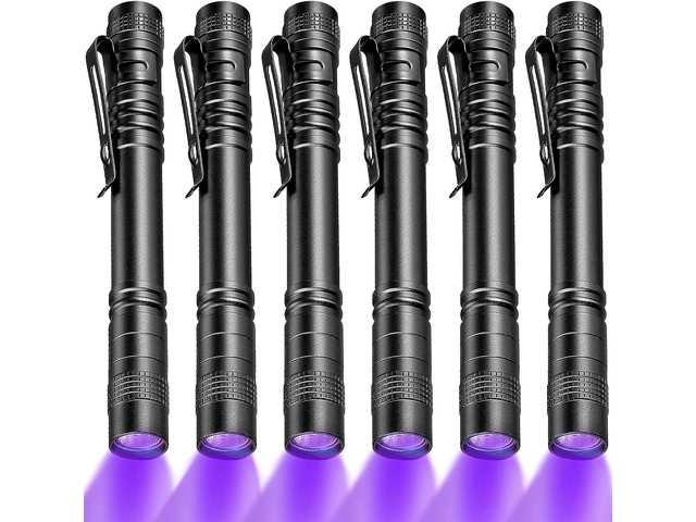 Honoson 6 Pieces UV Black Light Flashlight Small Blacklight Flashlights Pen Lights for Leak, Pet Urine, Hotel Inspection, Dry Stain and Dye...
